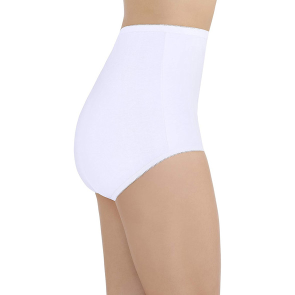 Vanity Fair Women's Perfectly Yours White, Cotton High Waisted Briefs - Size 8