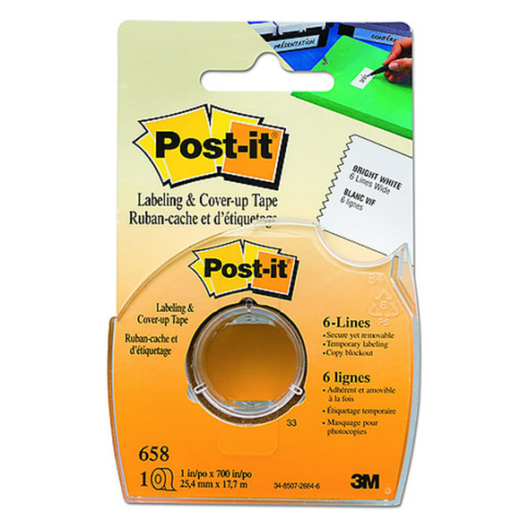 3M Post-it - Labeling & Cover-Up Tape, White - 1" x 700" Roll