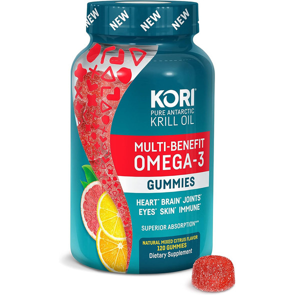 Kori Pure Antarctic Krill Oil Gummies, Natural Mixed Citrus - 120 ct