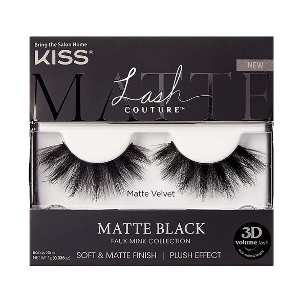 Kiss Lash Faux Mink 3D Matte Collection, Matte Velvet- 1 pair