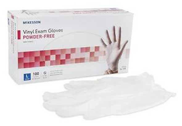 McKesson Disposable Vinyl Exam Gloves Powder-Free Large- 100ct