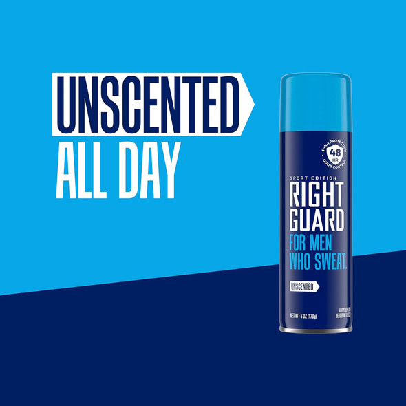 Right Guard Sport Antiperspirant Deodorant Aerosol Spray, Unscented - 6 oz