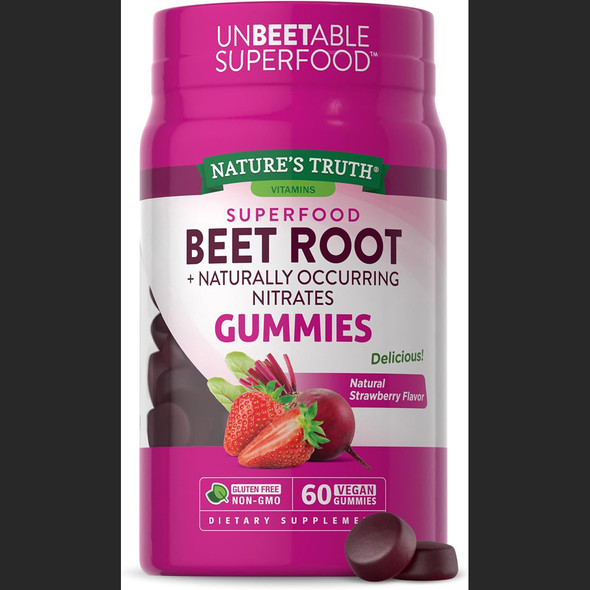 Nature's Truth Beet Root Gummies, Natural Strawberry Flavor - 60 ct