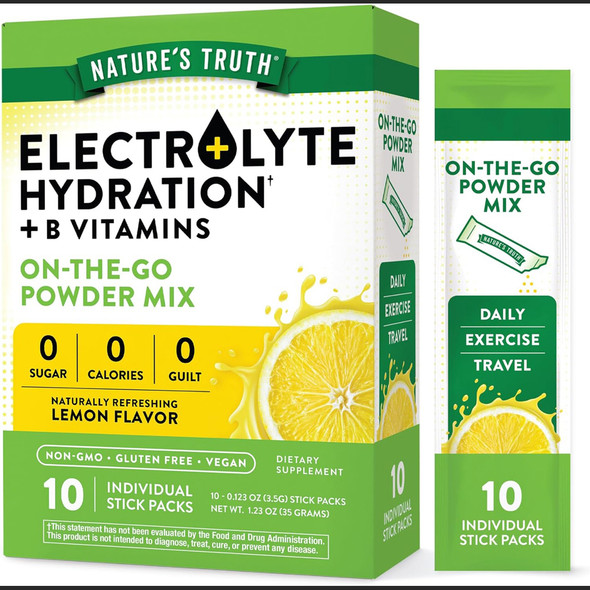 Nature's Truth Electrolyte Powder Packets, Lemon Flavor - 10 ct