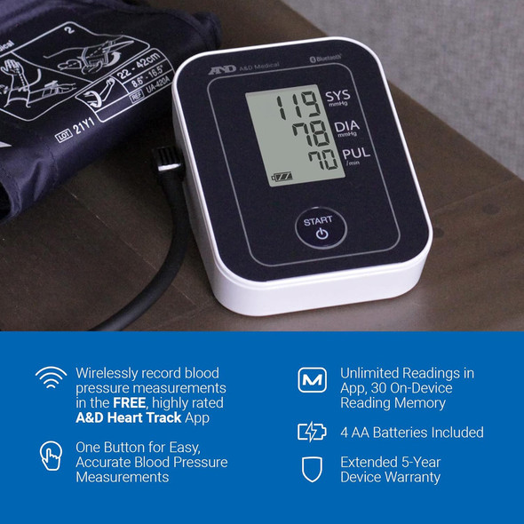 A&D Bluetooth Blood Pressure Monitor - 1 ct