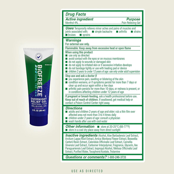 Biofreeze Nighttime Pain Relief Gel, Lavender Scent - 3 oz
