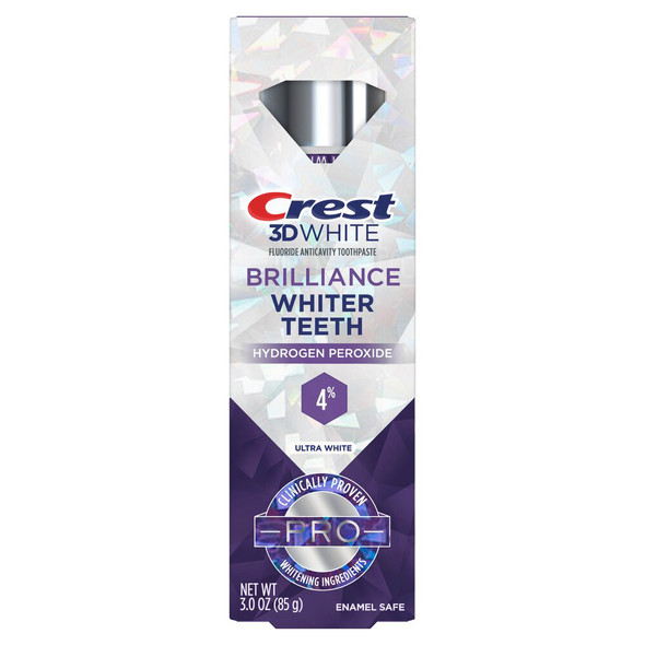 Crest 3D White Brilliance Fluoride Whitening Toothpaste with 4% Hydrogen Peroxide - 3 oz