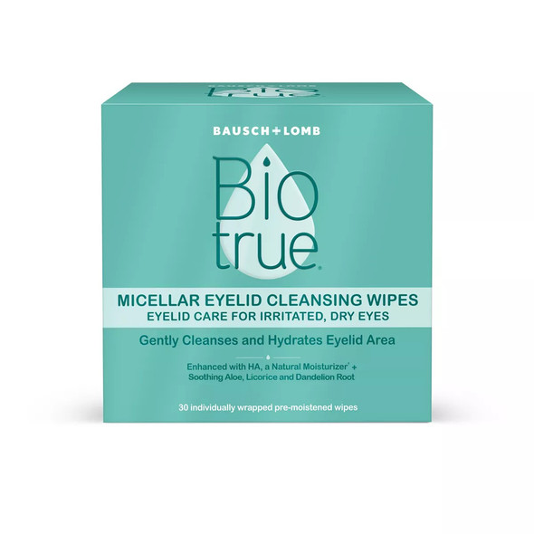 Biotrue Micellar Eyelid Cleansing Wipes - 30 ct