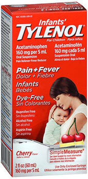 Tylenol Infants Pain + Fever Oral Suspension Dye Free Cherry - 2 oz