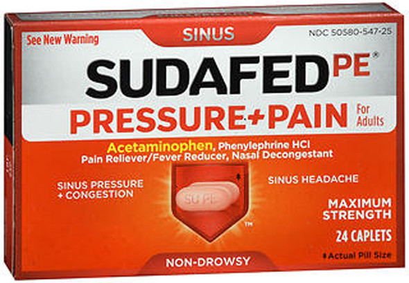 Sudafed PE Pressure + Pain Caplets - 24ct
