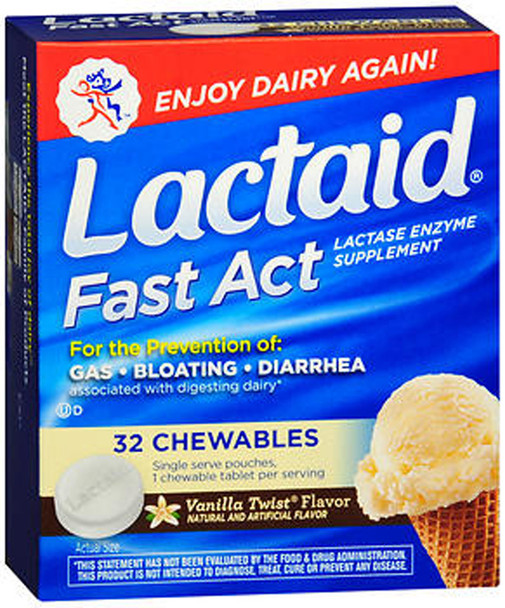 Lactaid Fast Act Chewable Vanilla Twist Flavor - 32 Tablets