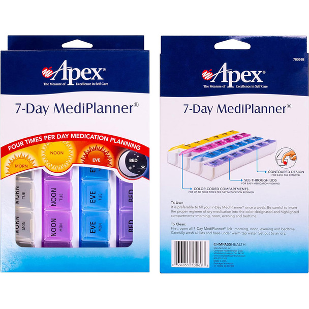 Apex 7-Day Medi Planner, 70069B -1 Each