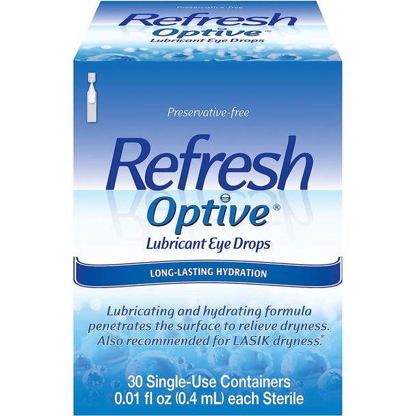 Refresh Optive Lubricant Eye Drops Single Use Containers- 30 ct