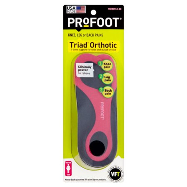 Profoot Triad Women's Orthotic Insoles Size 6-10 - Pair
