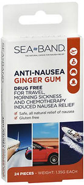 Sea-Band Anti-Nausea Ginger Gum - 24 Each