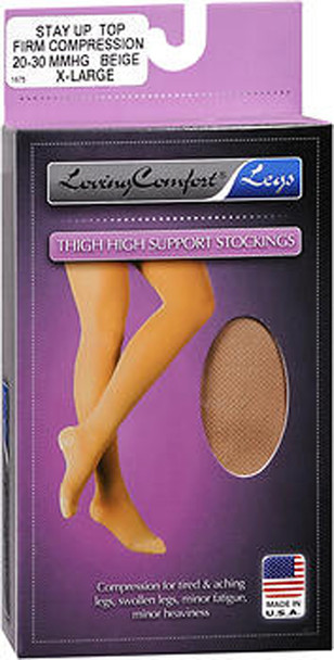 Loving Comfort Thigh High Support Stockings 20-30 MMHG Beige X-Large - 1 pair