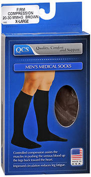 QCS Men's Medical Legwear Firm Brown Extra Large - 1 pair