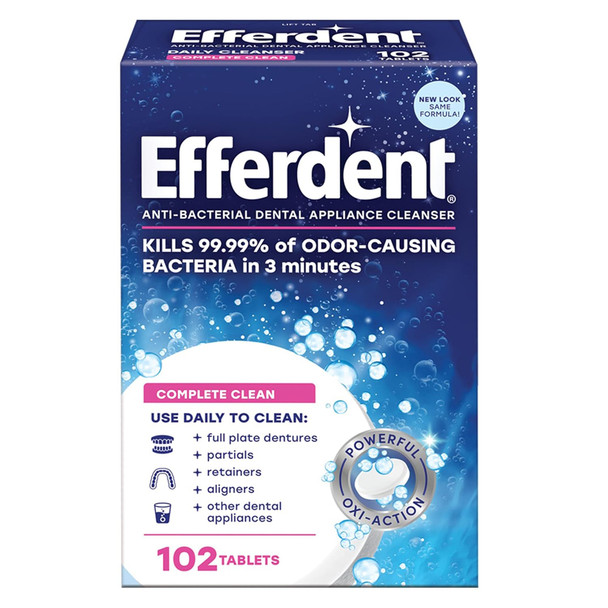 Efferdent Anti-Bacterial Denture Cleanser Tablets - 102 ct