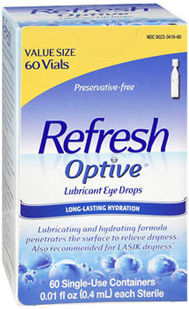 Refresh Optive Lubricant Eye Drops Single-Use Containers - 60 ct