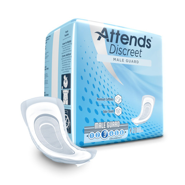 Attends Discreet Male Guards Absorbency 3 - 6 pks of 20