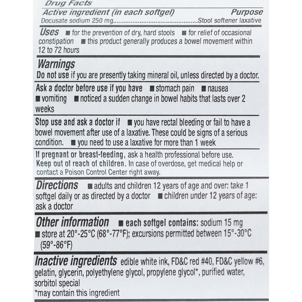 Premier Value Stool Softener 250Mg - 100ct