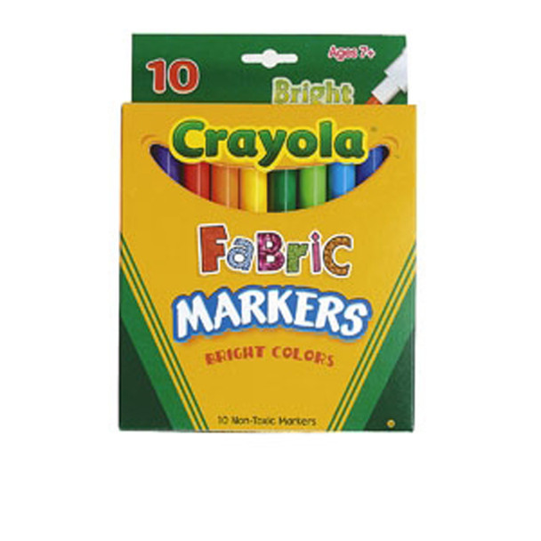 Crayola Fabric Marker, Bright Colors, 10 Ct - 1 Pkg