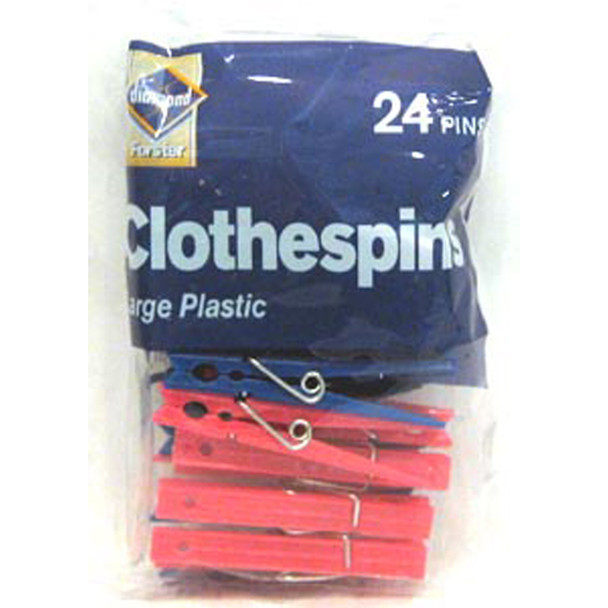 Large Plastic Spring Clothes Pins, 24 Ct - 1 Pkg