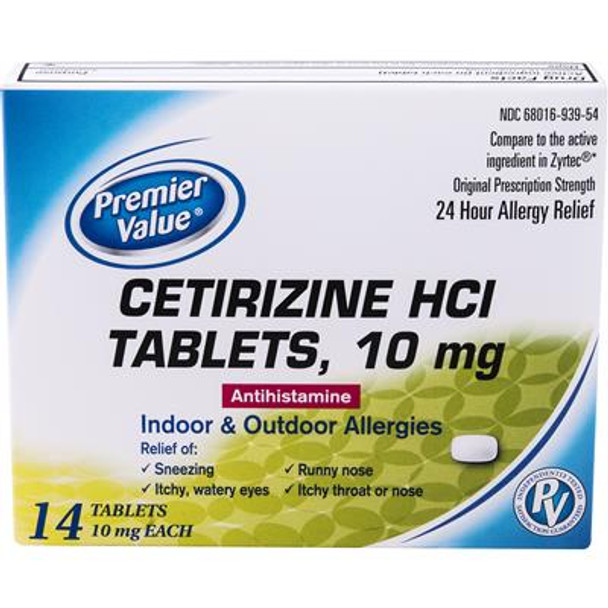 Premier Value Cetirizine 10Mg Tablets - 14ct