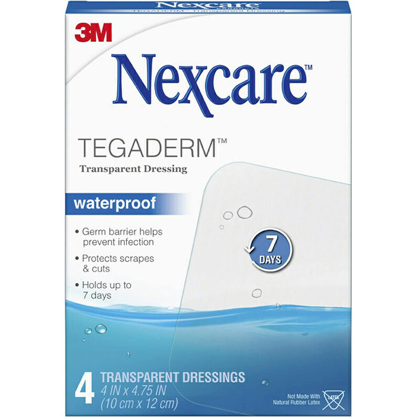 Nexcare Tegaderm Waterproof Transparent Dressings 4 Inches x 4-3/4 Inches - 4 ct