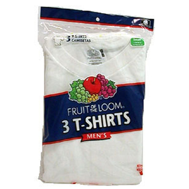 Men's White Crew Neck T-Shirts 3-Pack, White, Large - 1 Pkg