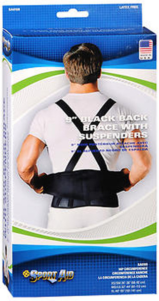 Sport Aid Back Brace with Suspenders XL Black - Each