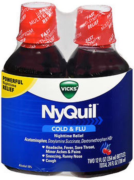 Vicks NyQuil Cold & Flu Nighttime Relief Liquid Cherry - 24 oz