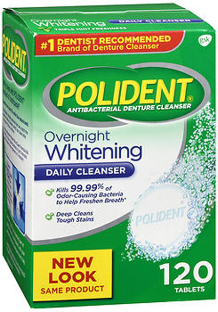 Polident Overnight Whitening Tablets - 120 ct
