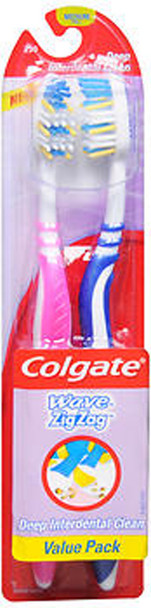 Colgate Wave Zig Zag Toothbrushes Medium Full Head Value Pack - 2 ea
