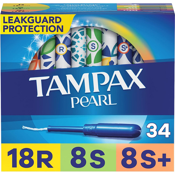 Tampax Pearl Plastic Tampons Triple Pack Unscented - 34 ct