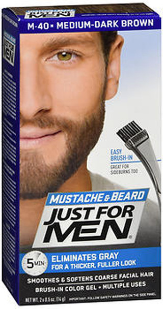 Just For Men Mustache & Beard Brush-In Color Gel Medium-Dark Brown M-40 - 1 ea