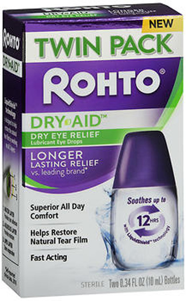 Rohto Dry-Aid Dry Eye Relief Lubricant Eye Drops Twin Pack - .68 oz