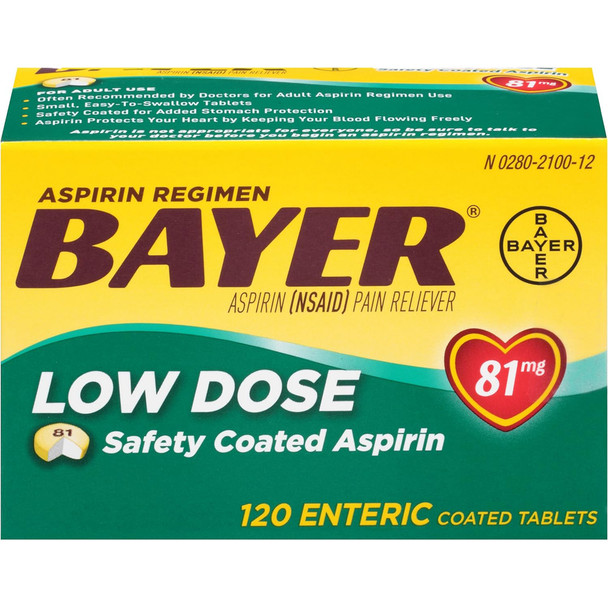 Bayer Low Dose Safety Coated Aspirin 81 mg Tablets - 120 ct