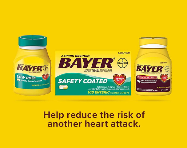 Bayer Low Dose Aspirin 81 mg Enteric Coated Tablets - 300 ct