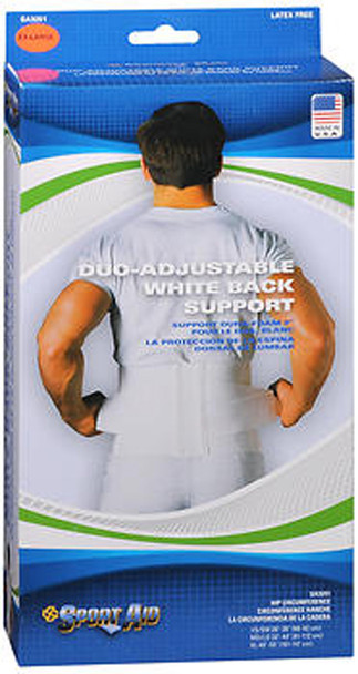 Sport Aid Duo-Adjustable White Back Support XL - each