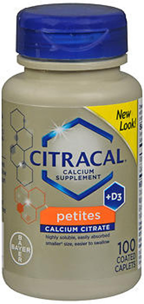 Citracal Calcium Citrate + D3 Coated Tablets Petites - 100 ct