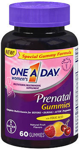 One A Day Women's Prenatal Gummies Natural Fruit Flavors - 60 ct