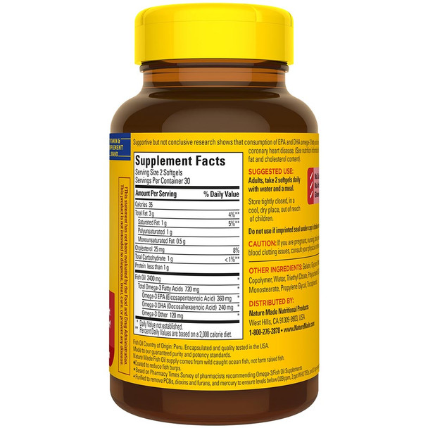 Nature Made Fish Oil 1200 mg Odorless Softgels - 60 ct