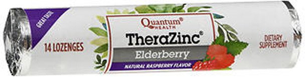 Quantum Health Thera Zinc Elderberry Lozenges Natural Raspberry Flavor - 12 packs of 14 each