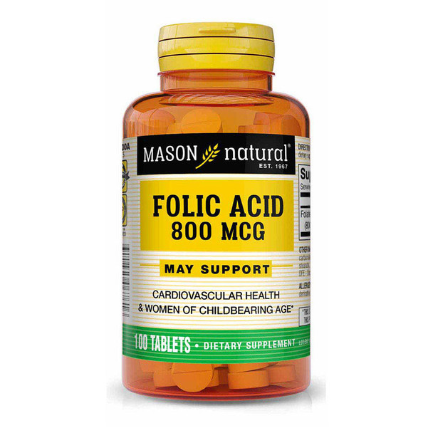 Mason Natural Folic Acid 800 mcg - 100 Tablets