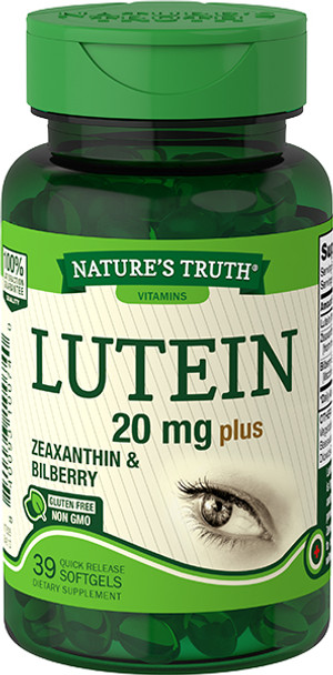 Nature's Truth Lutein 20 mg plus Zeaxanthin & Bilberry Quick Release Softgels - 39 ct