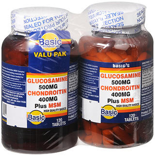 Basic Vitamins Glucosamine 500 mg Chondroitin 400 mg Plus MSM Tablets - 240 ct