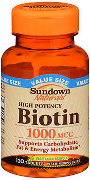 Sundown Naturals Biotin 1000 mcg Vitamin Supplement Tablets - 120 ct
