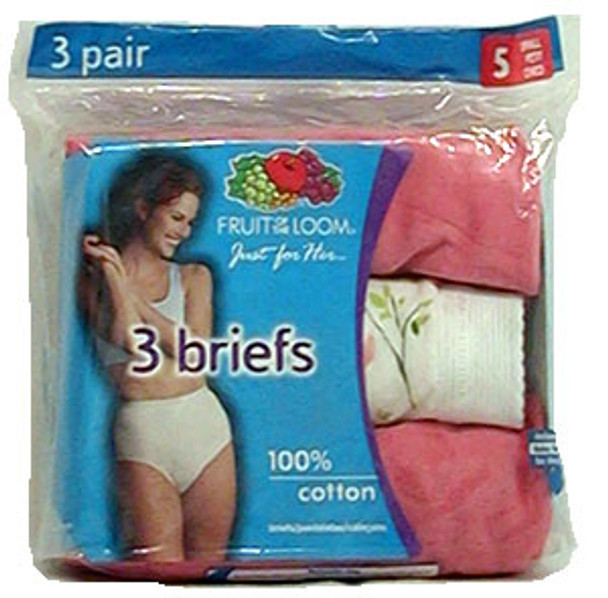 Ladies' Colored Cotton Briefs 3-Pack Underwear - Size 6, Assorted