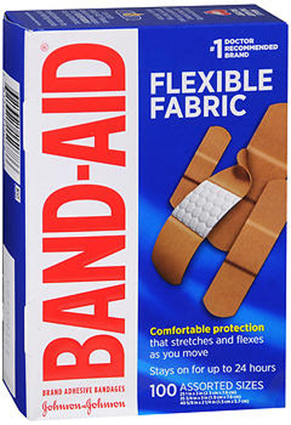 Band Aid Flexible Fabric Adhesive Bandages Assorted - 100ct